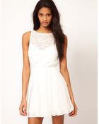 TFNC Tfnc Skater Dress with Textured Mesh Top - Lyst
