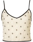 Topshop Cross Bead Lace Crop Cami Top - Lyst