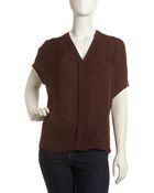 Vince Pleated Front Blouse Cabernet - Lyst