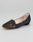 Rene Caovilla Satin and Lace Embellished Loafer - Lyst