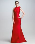 Carolina Herrera Bowshoulder Satin Gown - Lyst
