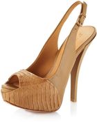 L.A.M.B. Nomad Peeptoe Platform Pump Tan - Lyst