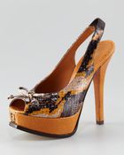 Fendi Fendista Snakeskin Slingback Pump - Lyst