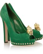 Alexander McQueen Skullembellished Suede Pumps - Lyst