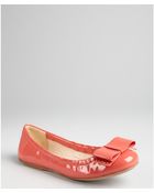 Prada Coral Patent Leather Large Bow Ballet Flats - Lyst