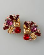 Oscar de la Renta Crystal Cluster Clip Earrings - Lyst