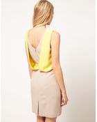 Oasis Oasis Drape Back Colour Block Dress - Lyst