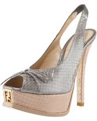 Fendi Fendista Metallic Snake Platform Pump - Lyst
