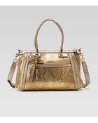 Gucci Bella Medium Top Handle Bag Orochampagne Python - Lyst