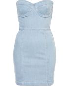 Topshop Denim Cupped Bandeau Dress - Lyst