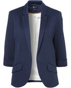 Topshop Ponte Rolled Sleeve Blazer - Lyst