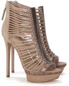 B Brian Atwood Open Toe Platform Strappy Bootie - Lyst