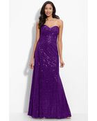 La Femme Strapless Sequin Gown - Lyst