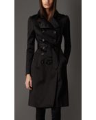 Burberry Long Stretchsatin Trench Coat - Lyst