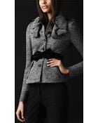 Burberry Prorsum Stretch Tweed Ruched Detail Jacket - Lyst
