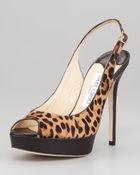 Jimmy Choo Shaw Leopard-Print Platform Slingback - Lyst