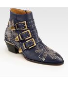 Chloé Studded Leather Buckle Ankle Boots - Lyst