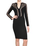 Antonio Berardi Lace Sleeve Rayon Cady Dress - Lyst