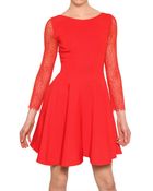 Antonio Berardi Lace Sleeve Rayon Cady Dress - Lyst
