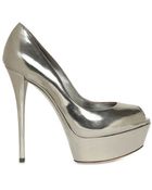Casadei 140mm Metallic Calf Open Toe Pumps - Lyst