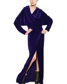 Lanvin Viscose Velvet Long Dress - Lyst