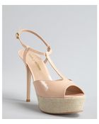 Pour La Victoire Salmon Patent Leather 'Vicenta' Platform Sandals - Lyst