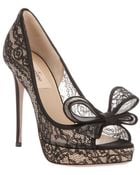Valentino Lace Peep-Toe Pumps - Lyst