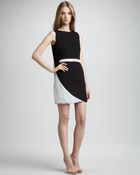 Halston Heritage Silk Contrast Belted Dress - Lyst