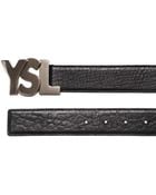 Saint Laurent 35cm Logo Hammered Leather Belt - Lyst