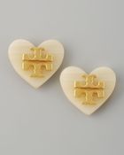 Tory Burch Logo Heart Stud Earrings - Lyst