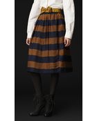 Burberry Prorsum Striped Cotton and Silk Skirt - Lyst