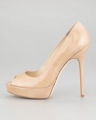 Jimmy Choo Crown Peep Toe Pump Nude - Lyst