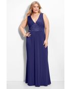 Js Boutique Beaded Waist Jersey Gown - Lyst