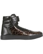 Saint Laurent Malibu Velcro Leo Print Leather Sneakers - Lyst