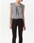 Zara Printed Top With Bow On The Shoulder - Lyst