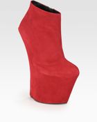Giuseppe Zanotti Suede Curved Wedge Platform Ankle Boots - Lyst