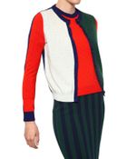 Kenzo Block Colour Wool Knit Cardigan - Lyst