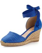 Schutz Grosgrain Ankle Wrap Espadrille Wedge Blue - Lyst
