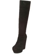Stuart Weitzman 130mm Suede High Wedge Boots - Lyst