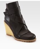 See By Chloé Leather Wedge Ankle Boots - Lyst