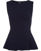 Topshop Sleeveless Peplum Top - Lyst