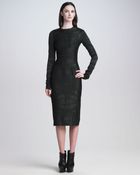 Vera Wang Longsleeve Brocade Sheath Dress - Lyst