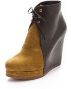 Jil Sander Lace Up Wedge Booties - Lyst
