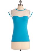 ModCloth The Answer Is Sheer Top in Aqua - Lyst