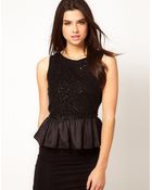 ASOS Collection Asos Peplum Top with Embellishment - Lyst