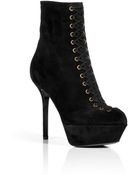 Sergio Rossi Black Suede Laceup Booties - Lyst