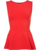 Topshop Sleeveless Peplum Top - Lyst