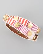 Tory Burch Striped Logo Wrap Bracelet - Lyst