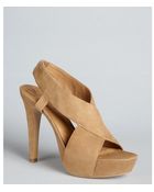 Diane von Furstenberg Camel Suede Zia Platform Sandals - Lyst
