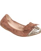 Miu Miu Jeweled Capt Toe Ballet Flat - Lyst